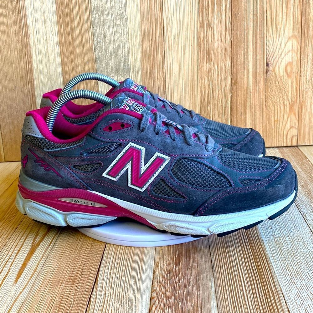New Balance 990 Shoes Women Sz 9.5 Running Walk Gray Fuschia  Made in USA 0239